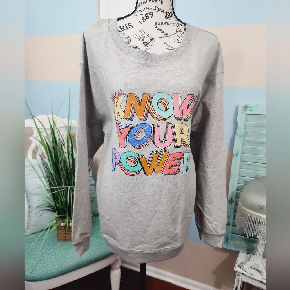 NEW! Oversized Vintage Canvas Know Your Power Oversized Sweatshirt - Picture 2 of 8